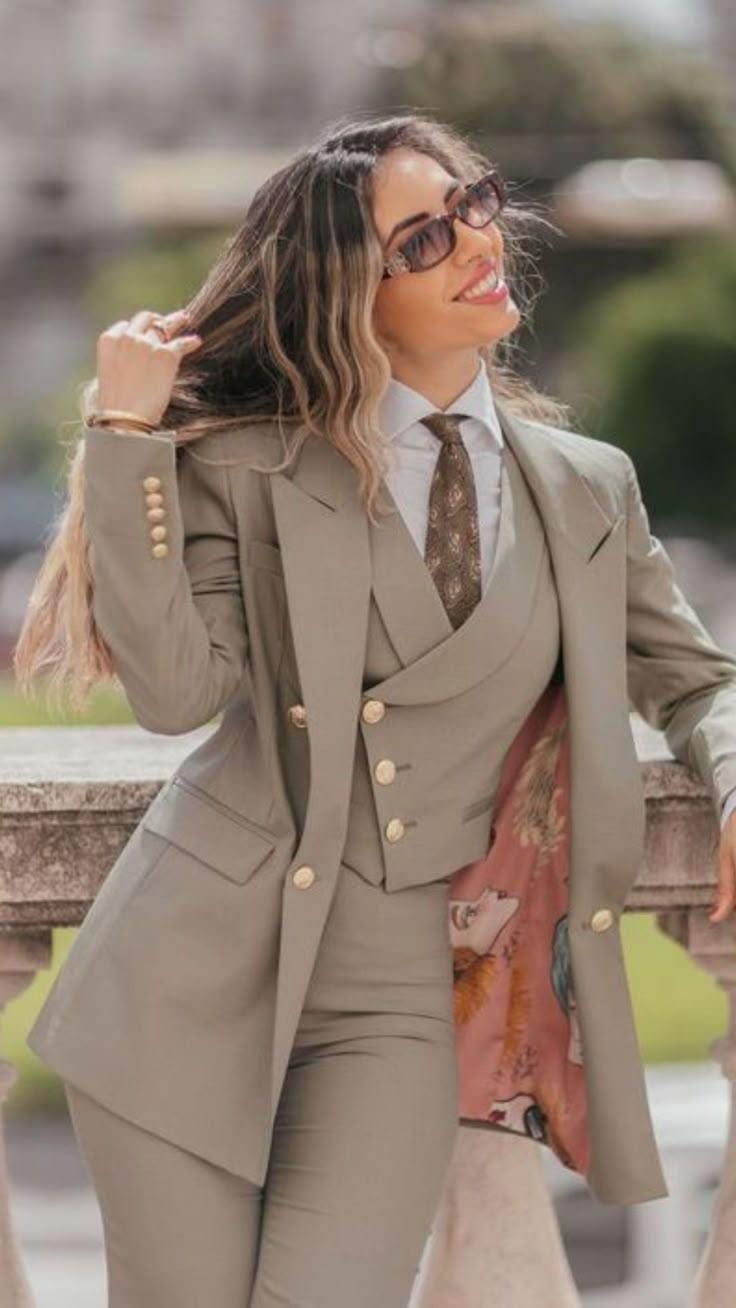 Tortilla Brown Women's Three Piece Suit: Tailored Business Attire
