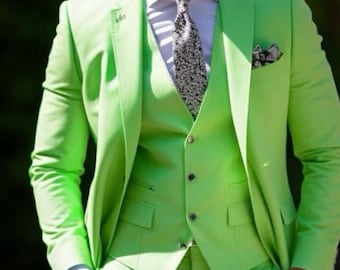 Bespoke Light Green Wedding Suit: Slim Fit Tailored Tuxedo