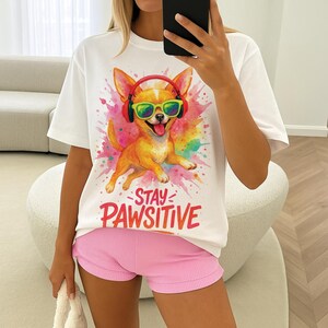 Oversized Chihuahua T-Shirt: Colorful Dog with Headphones & Sunglasses
