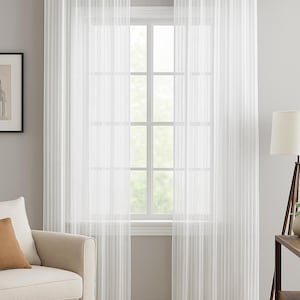 Striped Sheer Linen Curtains: Light Filtering Window Drapes