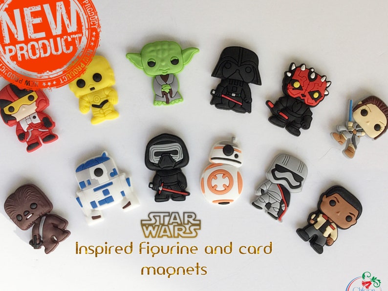 12 pcs Star Wars Inspired pvc Fridge magnets plus two magnet cards NEW