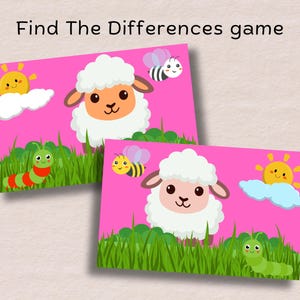 Animal Find the Differences Game: Kids' Printable Flashcards (PDF Download
