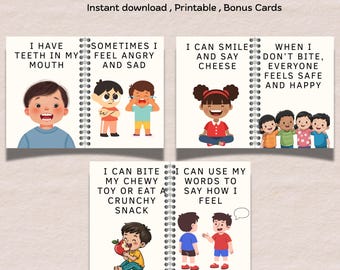 No biting Social Story , Toddler Behavior Cards , Self Regulation, Emotional Learning Skills , Autism Friendly,PDF Digital Instant Download