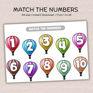 Number Matching 1–20 Printable | Counting Activity for Toddlers & Preschool | Early Math Learning | Special Needs Educational Resource