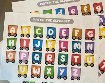 Alfabetsmatchningspussel, Lär dig bokstäver aktivitet för förskola hemundervisning dagis - Busy Book Binder - Digital nedladdningsbar arbetsblad