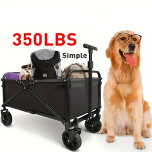 Mini Heavy-Duty 1pc 350LBS Folding Wagon Cart - Portable Outdoor Beach Cart With 360 degree .All Terrain Wheels And Large Capacity