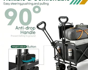 Carro plegable: Capacidad de carga de 340 kg (750 lbs), ruedas todoterreno.