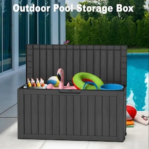 75 Gallon Resin Deck Storage Box with Flip Top Lid,Rectangle Multipurpose Storage Container for Home,Kitchen, Retail Stores, Outdoor Storage
