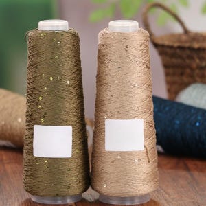 Glitter sequin thread silk cotton wool yarn ball hand DIY knitting crochet needle material matching line 100g/800m