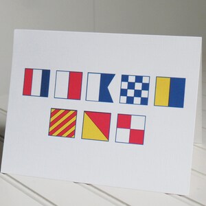 Thank You in Nautical Code Flags Boat Signal Flags Custom Note Greeting Coastal Beach Card image 2