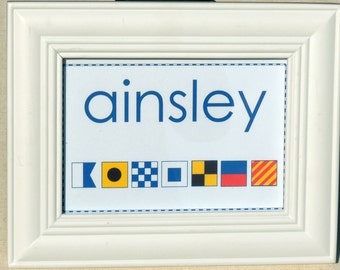 Name in Nautical Flag Alphabet       Beach and Coastal Design                     Housewarming   Hostess Gift  Thank You Gift