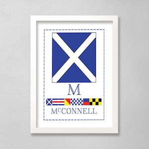 Personalized Nautical Flag Name Print, Beach House Decor