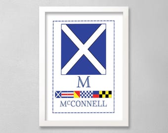 Personalized Nautical Flag Name Print, Beach House Decor