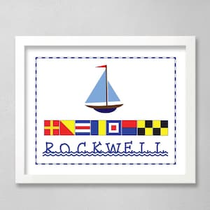 Personalized Nautical Flag Print, Baby Name Decor
