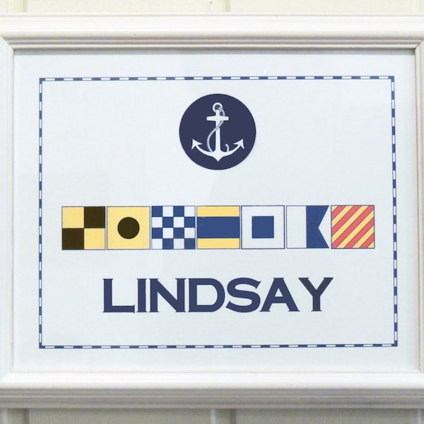 Your Name in Nautical Flags       Personalized Artwork for Beach Decor  Boat Name   Baby Name in Signal Flags     Coastal Decor