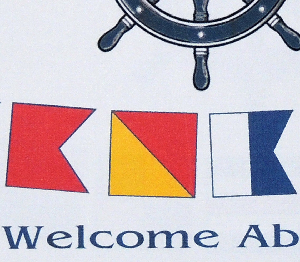 Personalized Nautical Flag Aboard Print Etsy