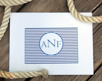 NauticalABCs  Personalized Note Cards Beach Theme  Blue and White   Gift Cards  Wedding Thank You