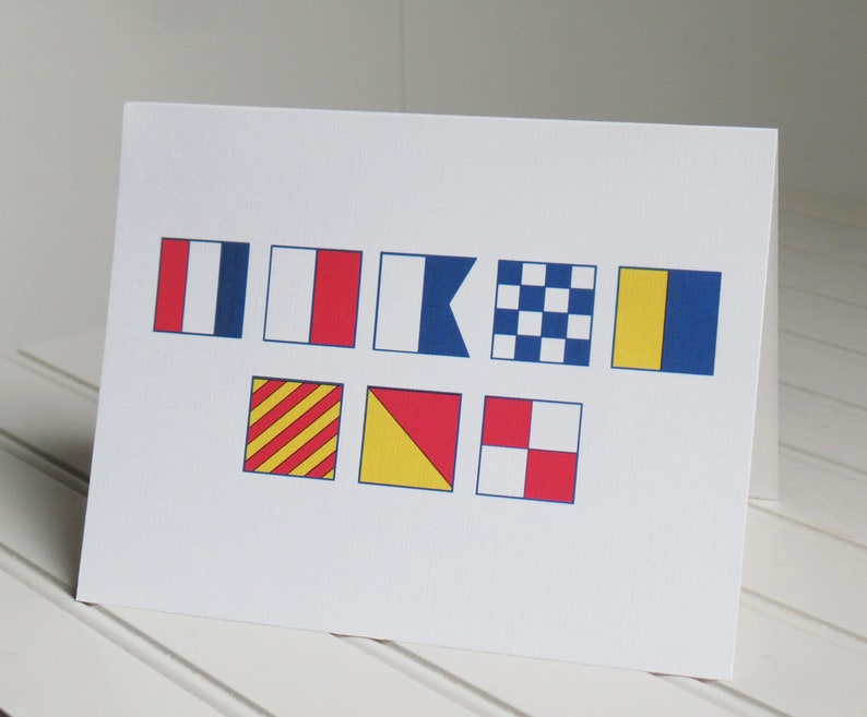 Thank You in Nautical Code Flags Boat Signal Flags Custom Note Greeting Coastal Beach Card image 2