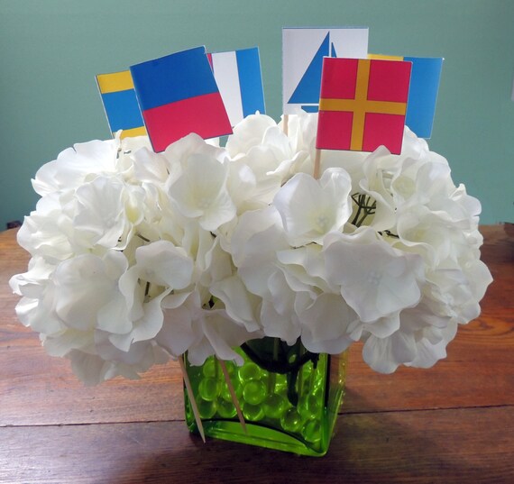 Nautical Flag Table Toppers Cake Topper Wedding Escort Flag Etsy