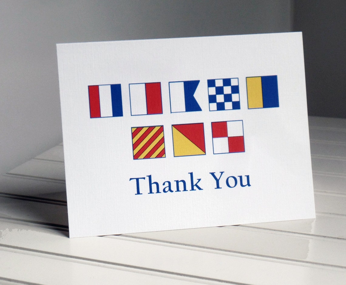 Thank You Nautical Flag Card With Text Marine Flags Boating Etsy
