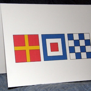 Initials in Nautical Flags, Boating Flag cards, Personalized gift, beach decor gift, Lake weekend gift.