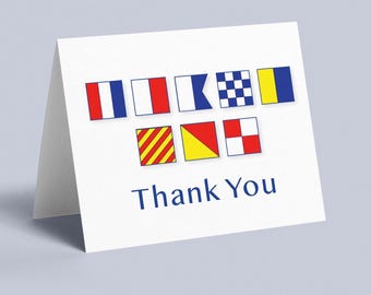 Thank You Nautical Flag Card with text   Marine Flags   Boating  Sailing Thanks