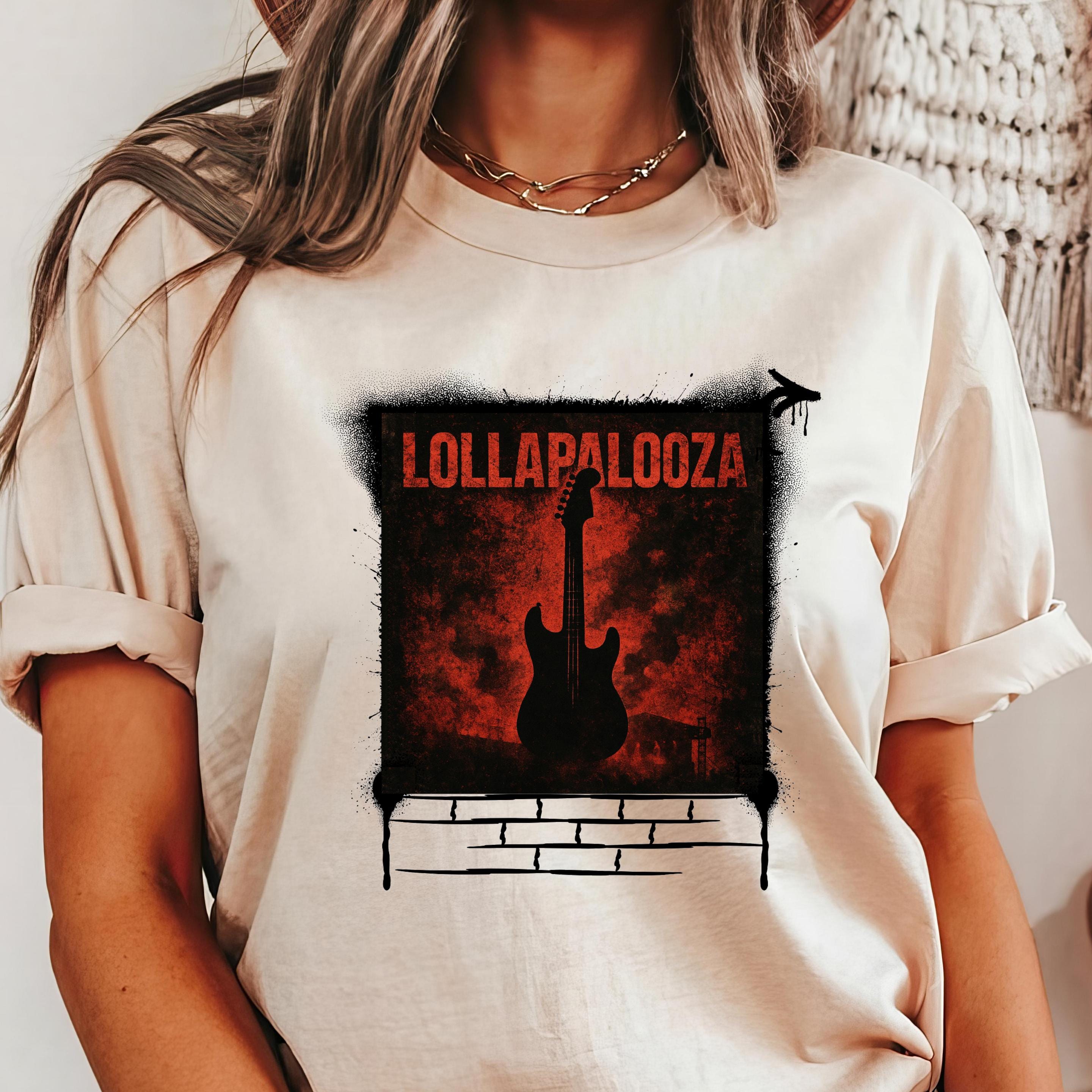 Lollapalooza 2025 ヴィンテージ加工Tシャツ L 90s Lollapalooza music t-shirt アメリカのロックフェス