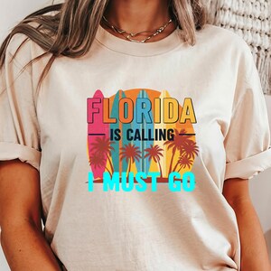 Florida Is Calling Shirt,Beach Graphic Tee,Boho Summer Shirt,Beach Vacation Shirt,Coastal Sunset Tee,Travel Vibes Shirt,Florida Getaway Tee