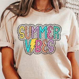 Colorful Summer Vibes Shirt with Bow,Cute Retro Beach Tee,Bright Summer T-Shirt,Tropical Vibes Graphic Tee,Comfort Colors®,Cute Colorful tee