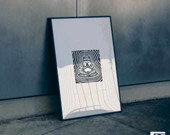 Yogi-Kröte – Original Linoldruck auf Hahnemühle | Handgemachter Kunstdruck | Unikat