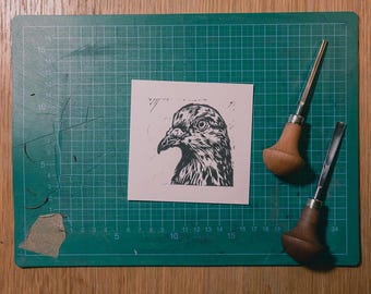 Taube – Original Linoldruck auf Hahnemühle | Handgemachter Kunstdruck | Unikat