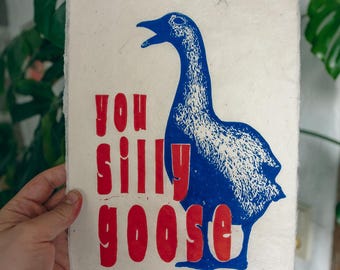 Silly Goose – Original Linoldruck, auf handgeschöpftem Papier | Handgemachter Kunstdruck | Unikat