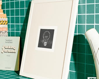 Glühbirne – Original Linoldruck auf Hahnemühle | Handgemachter Kunstdruck | Unikat