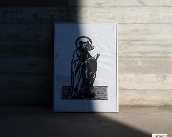 Paul – Original Linoldruck, auf handgeschöpftem Papier | Handgemachter Kunstdruck | Unikat