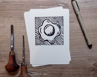 Spiegelei – Original Linoldruck auf Kraftpapier| Handgemachter Kunstdruck