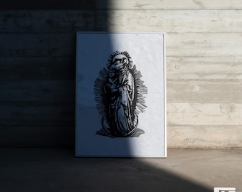 Mary – Original Linoldruck, auf handgeschöpftem Papier | Handgemachter Kunstdruck | Unikat