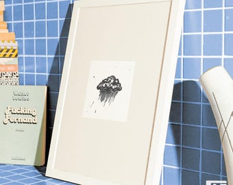 Regenwolke – Original Linoldruck auf Hahnemühle | Handgemachter Kunstdruck | Unikat