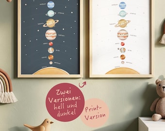 Planeten Poster Mit Filz-Figuren – 105x75 Cm, Inkl. 32 Teilen Zum Spielen & Lernen Für Kinder