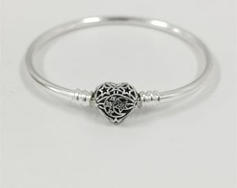 Pandora Bracciale con chiusura a cuore celeste