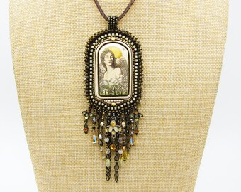 Guardian Angel Beaded Pendant Necklace