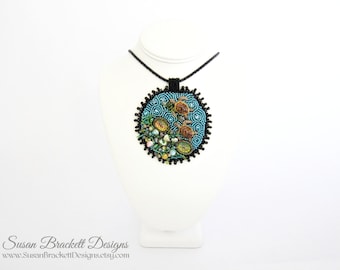 Turtle Reef Beaded Pendant Ocean Necklace Bead Embroidered Bibs Sea Life Embroidery Bohemian Style Shells