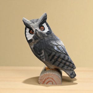 Handcrafted Wooden Owl Statue | Desk Ornament | Rustic Home Decor | Carved Owl Figurine | Handmade Animal Decorations Gift