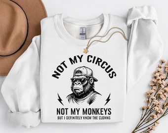 Non è il mio circo, non sono le mie scimmie, ma conosco sicuramente i clown, detto divertente PNG, collega sarcastico PNG, maglietta umoristica dell'amicizia PNG