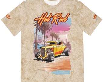 Hot Rod Sunset Cruise Wearable Art Shirt | Retro Car Tee, Automotive Gift