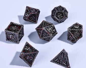 Vintage Style Metal Dice Set for DnD,Black & Gold Metal Dice Set for DnD