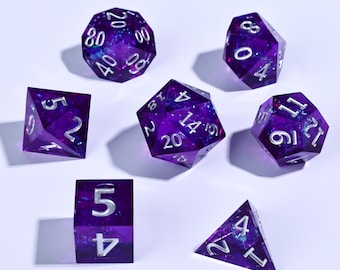 Resin Sharp Edge Dice Set for DnD  7pc Polyhedral Dice for RPG, Dungeons & Dragons, Pathfinder