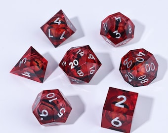 Conjunto de dados Liquid Core D&D: Dados RPG poliédricos de ponta afiada
