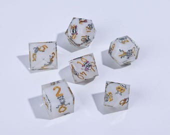 Resin Sharp Edge Dice Set for DnD  7pc Polyhedral Dice for RPG, Dungeons & Dragons, Pathfinder