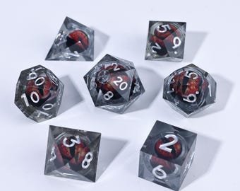 Conjunto de dados Liquid Core D&D: Dados RPG poliédricos de ponta afiada