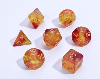 Handmade Sharp Edge Resin DnD Dice Set: Polyhedral Dungeons and Dragons